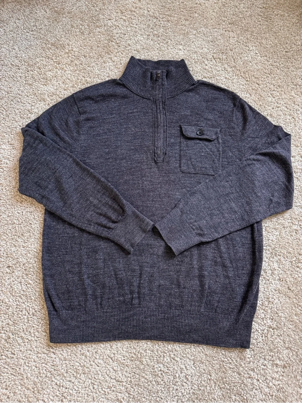 Banana Republic Charcoal Half-Zip Sweater with Chest Pocket
